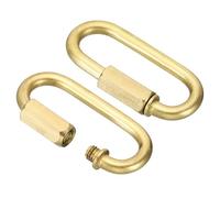 PATIKIL 6mm Copper Chain Quick Links, 2 Pack Screw Locking Chain Connector Oval Snap in Ring Hook Clips for Chandelier Backpack Tent, 132 lbs Brass Tone