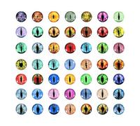 PATIKIL 6mm Dragon Eyes, 100 Pcs Round Glass Eyes Animals Crochet Eyes for Clay Doll Making Craft DIY Findings Jewelry Making, Mixed Colors