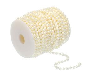 PATIKIL 6mm Faux Pearl Beads Garland, 82 Ft Pearl String Chain Pearl Roll for Craft Wedding Party Home Decorative Jewelry Making Christmas Tree, Beige