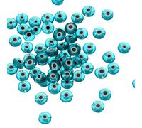 PATIKIL 6mm Flat Evil Eye Beads, 100 Pcs Turkish Evil Eye Charm Round Shape Spacer Beads Pendant Connector for DIY Art Craft Bracelet Necklace Earrings Making, Lake Green
