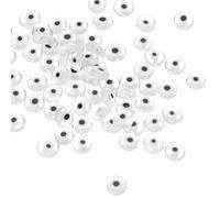 PATIKIL 6mm Flat Evil Eye Beads, 100 Pcs Turkish Evil Eye Charm Round Shape Spacer Beads Pendant Connector for DIY Art Craft Bracelet Necklace Earrings Making, White
