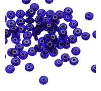 PATIKIL 6mm Flat Evil Eye Beads, 100 Pcs Turkish Evil Eye Charm Round Shape Spacer Beads Pendant Connector for DIY Art Craft Bracelet Necklace Earrings Making, Dark Blue