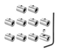 PATIKIL 6mm Hole Wire Rope Clips Set, 10 Set 304 Stainless Steel Single Holes Lock Cable Clamps Clip with M5 Hexagon Screws Spanner for Cable Fitting, Silver 12x15mm