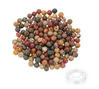 PATIKIL 6mm Natural Stone Beads, 200pcs Loose Round Gemstone Genuine Real Stone Spacer Crystal Beads with Crystal Stretch Cord for Jewelry Making DIY Charm Bracelets, Yellow Green Brown