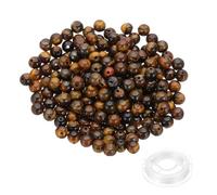 PATIKIL 6mm Natural Stone Beads, 200pcs Loose Round Gemstone Genuine Real Stone Spacer Crystal Beads with Crystal Stretch Cord for Jewelry Making DIY Charm Bracelets, Pale Grey Black