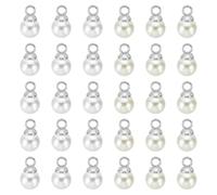 PATIKIL 6mm Pearl Charm, 100pcs Pearl Beads Pendant Charm Beautiful DIY for Jewelry Making Bracelets Earrings Necklace Wedding Crafts, Silvery Beige/Silvery White