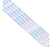 PATIKIL 6mm Polymer Clay Beads Spacer, 1750Pcs 5 Strands Round Flat Handmade Bead Spacer for Craft Home Decor Chain Bracelets Jewelry Making, Blue/Pink/White