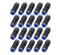 PATIKIL 6mm Push to Connect Fittings, 20Pcs Plastic Air Line Hose Fitting Quick Release Pneumatic Connectors Straight Union Two Way Coupler for Tube, Blue