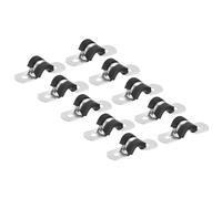 PATIKIL 6mm Rigid Pipe Strap Clamp, 12 Pcs Black Stainless Steel U-Shape Pipe Clamp