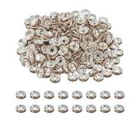 PATIKIL 6mm Rondelle Spacer Bead, 200 Pcs Crystal Rhinestone Loose Bead Spacers for Jewelry Making, DIY Bracelets, Necklace, Silver/Yellow