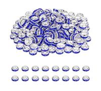 PATIKIL 6mm Rondelle Spacer Bead, 200 Pcs Crystal Rhinestone Loose Bead Spacers for Jewelry Making, DIY Bracelets, Necklace, Silver/Dark Blue