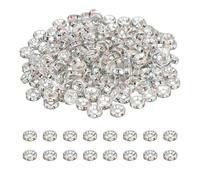 PATIKIL 6mm Rondelle Spacer Bead, 200 Pcs Crystal Rhinestone Loose Bead Spacers for Jewelry Making, DIY Bracelets, Necklace, Silver/AB White