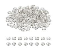 PATIKIL 6mm Rondelle Spacer Bead, 200 Pcs Crystal Rhinestone Loose Bead Spacers for Jewelry Making, DIY Bracelets, Necklace, Silver