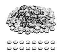 PATIKIL 6mm Rondelle Spacer Bead, 200 Pcs Crystal Rhinestone Loose Bead Spacers for Jewelry Making, DIY Bracelets, Necklace, Silver/Black