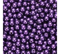 PATIKIL 6mm Round Shiny Pearl Beads, 2200 Pcs Faux Pearls Loose Beads with Hole for Cosmetic Boxes DIY Parts Jewelry Making Wedding Birthday Party Home Decorating, Dark Purple