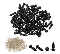PATIKIL 6mm Safety Eyes, 200 Pcs Plastic Craft Eyes with Washers Safety Eyes for Stuffed Animals Crochet Toys Dolls DIY Craft Making, Black