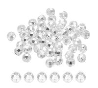PATIKIL 6mm Silver Plated Laser Filled Spacer Beads, 50Pcs Metal Smooth Faceted Round Ball Beads for Bracelet Jewelry Making Necklace DIY