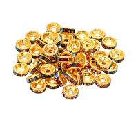 PATIKIL 6mm Spacer Beads, 100pcs Bead Spacers Rondelle Spacer Beads Rhinestone Charm Small Round Bulk Glass Beads Crystal for Making Bracelets Necklaces DIY, Gold Colorful