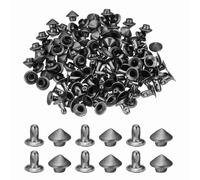 PATIKIL 6mm Spike Rivets, 100 Sets Round Studs Rivet Rapid Punk Spikes Leathercraft Decoration for Rock Nailheads Clothing Belts Bags Shoes, Gun Black