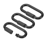 PATIKIL 6mm Steel Chain Quick Links, 3 Pack Screw Locking Chain Connector Oval Snap in Ring Hook Clips for Chandelier Backpack Tent, 132 Lbs Black