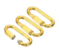 PATIKIL 6mm Steel Chain Quick Links, 3 Pack Screw Locking Chain Connector Snap in Ring Hook Clips for Chandelier Backpack Tent, 132 Lbs Electrophoresis Gold