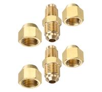 PATIKIL 6mm to 8mm OD Copper Pipe Extension Joint Connectors,2 Pcs Free Welding Copper Flare Fittings Pipe Coupling Reducer Adapter with Flare Nuts for AC Copper Pipe Connection