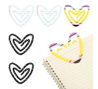 PATIKIL 6Pack Acrylic Paper Clip, 3.94 x 3.35 Inch Heart Shape Huge Sublimation Paper Clip Bookmarks with Card for Office Holders Envelope DIY Crafts Gifts Home, Multicolor