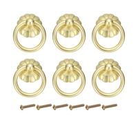 PATIKIL 6Pack Drawer Ring Pull Handles, 1.65" Zinc Alloy Hole Ring Drawers Knobs with Screws for Cupboard Drawer Dresser Closet Door, Matt Copper