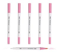 PATIKIL 6Pack Dual Brush Markers, Neon Pink Watercolor Fine and Brush Tips Pens Colored Marker Calligraphy Coloring Art Supplies Set for Coloring Book Illustration Sketching Journaling