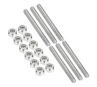 PATIKIL 6Pcs 1/4"-20x60mm Threaded Rods with Hex Nuts, 304 Stainless Steel Fully Threaded Rod Right Hand Threads with 12Pcs Nylon Insert Lock Nut for Clamps Hangers U-Bolt, Silver Tone