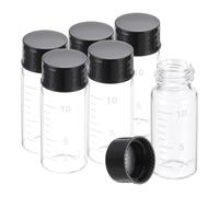 PATIKIL 6pcs 10ml Small Clear Glass Vials with Black Screw Cap, Borosilicate Glass Graduated Sample Bottles for Solid Liquid Powder Storage