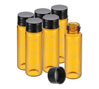 PATIKIL 6pcs 15ml Small Brown Glass Vials with Black Screw Cap, Borosilicate Glass Graduated Sample Bottles for Solid Liquid Powder Storage