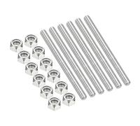 PATIKIL 6Pcs 5/16"-18x80mm Threaded Rods with Hex Nuts, 304 Stainless Steel Fully Threaded Rod Right Hand Threads with 12Pcs Nylon Insert Lock Nut for Clamps Hangers U-Bolt, Silver Tone