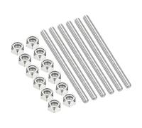 PATIKIL 6Pcs 5/16"-18x90mm Threaded Rods with Hex Nuts, 304 Stainless Steel Fully Threaded Rod Right Hand Threads with 12Pcs Nylon Insert Lock Nut for Clamps Hangers U-Bolt, Silver Tone