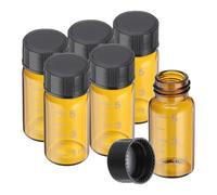 PATIKIL 6pcs 5ml Small Brown Glass Vials with Black Screw Cap, Borosilicate Glass Graduated Sample Bottles for Solid Liquid Powder Storage