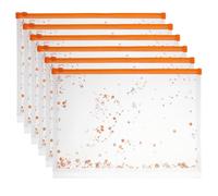 PATIKIL 6Pcs A4 Plastic Binder Zipper, Binder Pockets 12 x 9 Clear Envelope Folders Planner Waterproof Pouch Filing with Sequin Decor for Document Notebook Organizer, Bright Orange
