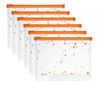 PATIKIL 6Pcs A5 Plastic Binder Zipper, Binder Pockets 9 x 7 Clear Envelope Folders Planner Waterproof Pouch Filing with Sequin Decor for Document Notebook Card Organizer, Bright Orange