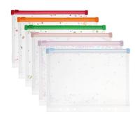 PATIKIL 6Pcs A5 Plastic Binder Zipper, Binder Pockets 9 x 7 Clear Envelope Folders Planner Waterproof Pouch Filing with Sequin Decor for Document Notebook Card Organizer, 6 Colors