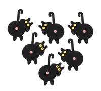 PATIKIL 6PCS Cat Coasters, 15CM Cute Coasters Cat Butt Crochet Funny for Desk Adults Home Decor Drinks Gifts Coffee, Black