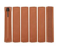 PATIKIL 6Pcs Elastic Notebook Pen Holder, Adjustable Hold 1 Pen Holder PU Leather Pencil Sleeve Pouch for Journal Clipboard Planner Books, Brown