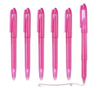 PATIKIL 6Pcs Erasable Gel Pens, 0.5mm Fine Point Heat Erasable Marking Pen with Cap Smooth Writing Fabric Markers for Sewing Drawing Writing Planner, Pink Ink