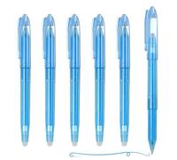 PATIKIL 6Pcs Erasable Gel Pens, 0.5mm Fine Point Heat Erasable Marking Pen with Cap Smooth Writing Fabric Markers for Sewing Drawing Writing Planner, Sky Blue Ink