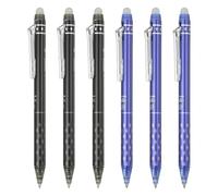PATIKIL 6Pcs Erasable Gel Pens, 0.5mm Retractable Fine Point Heat Erasable Marking Pen Smooth Writing Fabric Markers for Sewing Drawing Writing Planner, Black, Blue