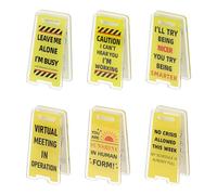 PATIKIL 6Pcs Funny Note Holder Clips, Acrylic Humorous Desk Sign Sticky Note Holder for Office Gifts Coworkers Employees Friends, Yellow Leave ME Set-16