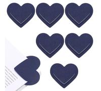 PATIKIL 6Pcs Leather Heart Bookmarks, Cute Corner Bookmarks Book Page Marker Clip for Women Teacher Reader Book Lover Office Home Supplies, Deep Blue