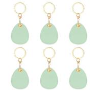 PATIKIL 6pcs Leather Keychain Blanks, 45mm Keychain Blanks PU Leather Key Chain Bulk Keyring with Rings for Name Tag Dog Cat Collar Keys, Water Drop,Green