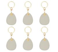 PATIKIL 6pcs Leather Keychain Blanks, 45mm Sublimation Keychain Blanks PU Leather Key Chain Bulk Keyring with Rings for Name Tag Dog Cat Collar Keys, Water Drop,Grey