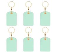 PATIKIL 6pcs Leather Keychain Blanks, 70mm Keychain Blanks PU Leather Key Chain Bulk Keyring with Rings for Name Tag Dog Cat Collar Keys, Rectangular,Green