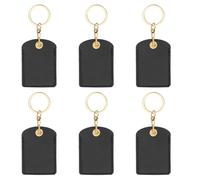 PATIKIL 6pcs Leather Keychain Blanks, 70mm Keychain Blanks PU Leather Key Chain Bulk Keyring with Rings for Name Tag Dog Cat Collar Keys, Rectangular,Black