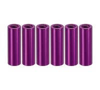 PATIKIL 6pcs M3 Metal Threaded Standoff Spacer Nuts, Round Aluminum Spacers Female Coupling Screws, 1/8" ID x 3/16" OD, Purple 3x5x15mm